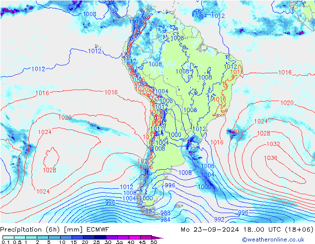 Z500/Rain (+SLP)/Z850 ECMWF Po 23.09.2024 00 UTC