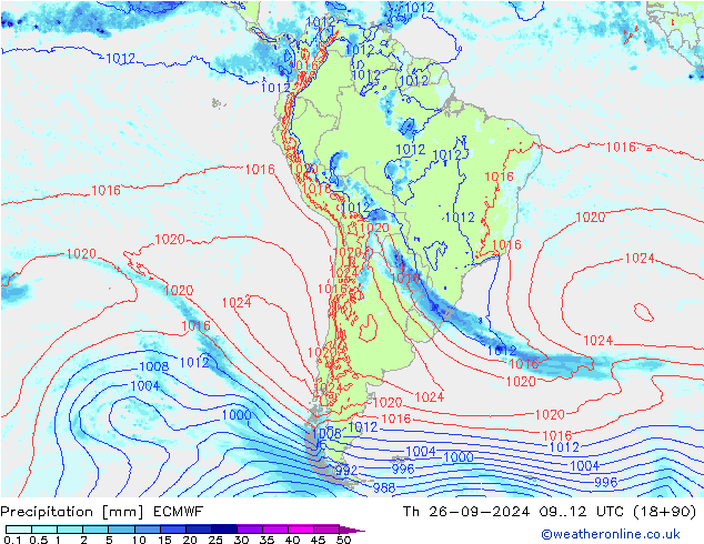 осадки ECMWF чт 26.09.2024 12 UTC