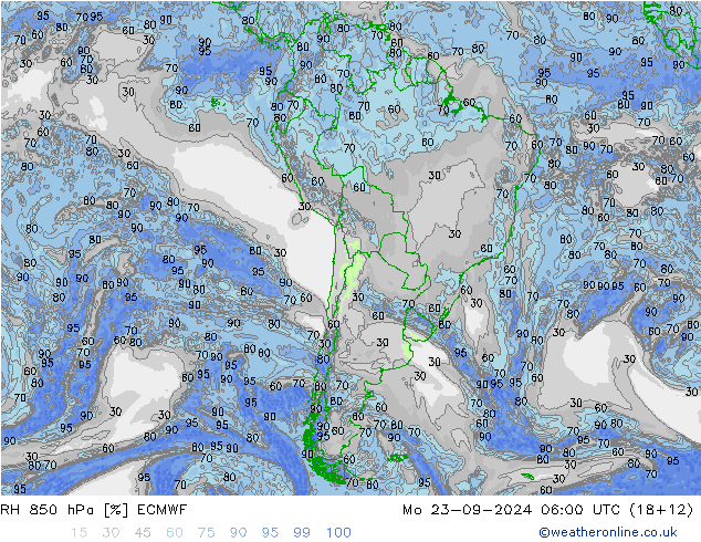 RH 850 hPa ECMWF  23.09.2024 06 UTC