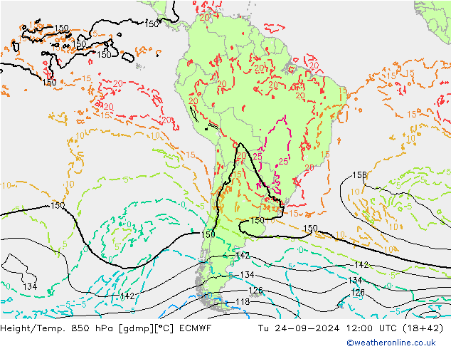 Z500/Rain (+SLP)/Z850 ECMWF Tu 24.09.2024 12 UTC