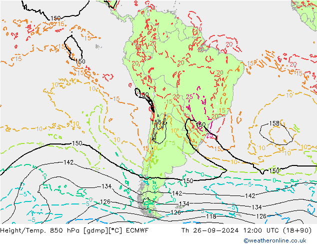 Z500/Rain (+SLP)/Z850 ECMWF Qui 26.09.2024 12 UTC