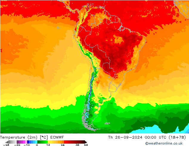 карта температуры ECMWF чт 26.09.2024 00 UTC