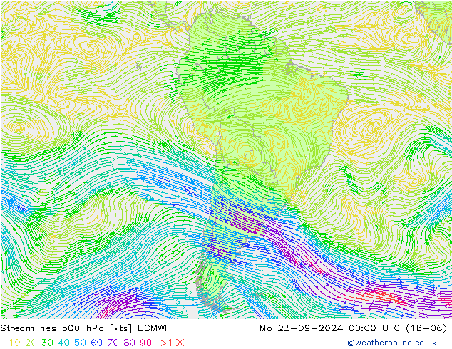 Streamlines 500 hPa ECMWF Mo 23.09.2024 00 UTC