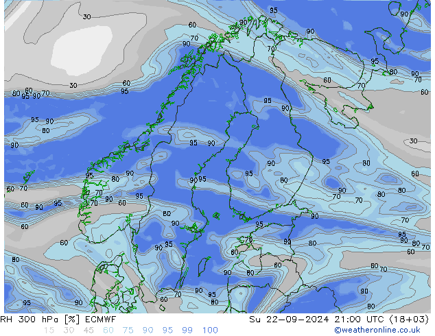 RH 300 hPa ECMWF So 22.09.2024 21 UTC