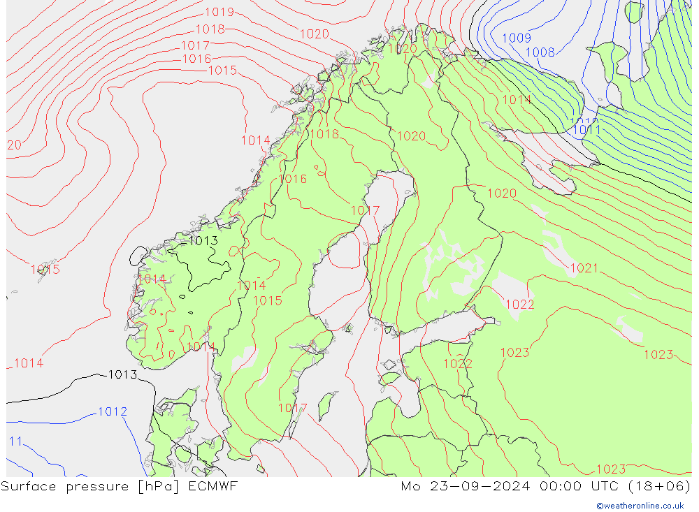 Bodendruck ECMWF Mo 23.09.2024 00 UTC