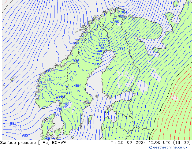 pression de l'air ECMWF jeu 26.09.2024 12 UTC