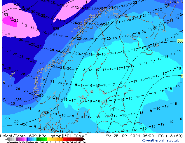 Z500/Rain (+SLP)/Z850 ECMWF We 25.09.2024 06 UTC