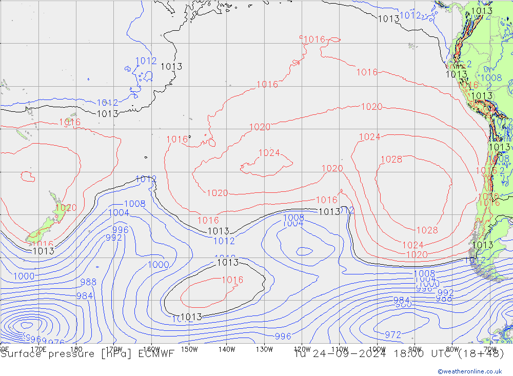 Surface pressure ECMWF Tu 24.09.2024 18 UTC