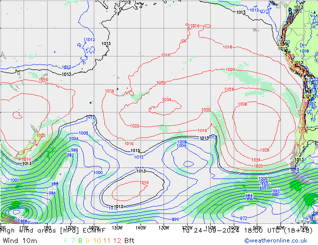 Izotacha ECMWF wto. 24.09.2024 18 UTC