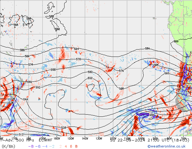 T-Adv. 500 hPa ECMWF Su 22.09.2024 21 UTC