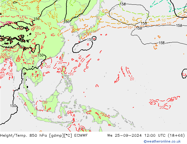 Z500/Rain (+SLP)/Z850 ECMWF We 25.09.2024 12 UTC