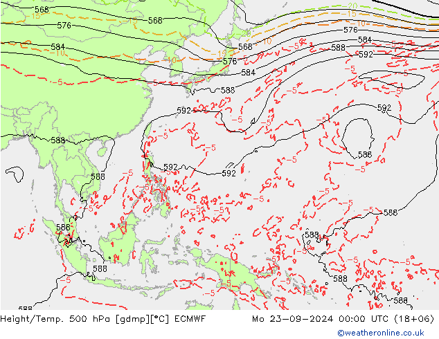 Z500/Rain (+SLP)/Z850 ECMWF lun 23.09.2024 00 UTC