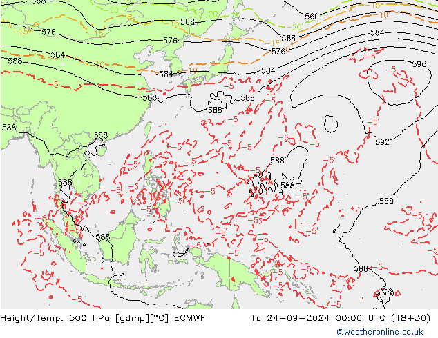 Z500/Rain (+SLP)/Z850 ECMWF Tu 24.09.2024 00 UTC