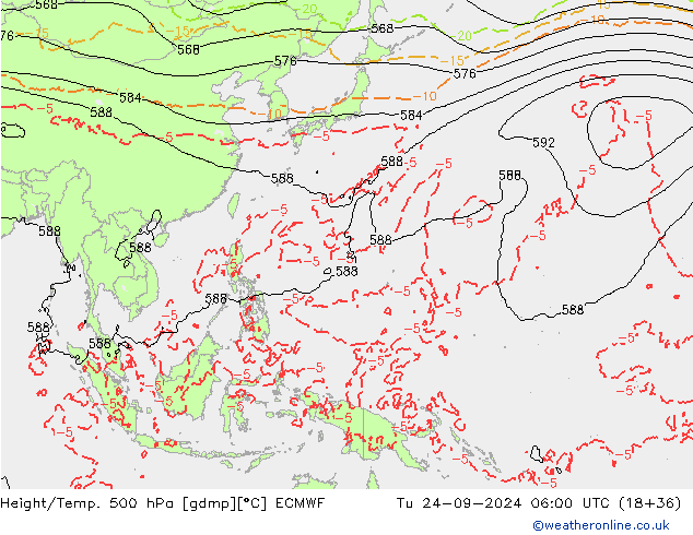 Z500/Rain (+SLP)/Z850 ECMWF Tu 24.09.2024 06 UTC