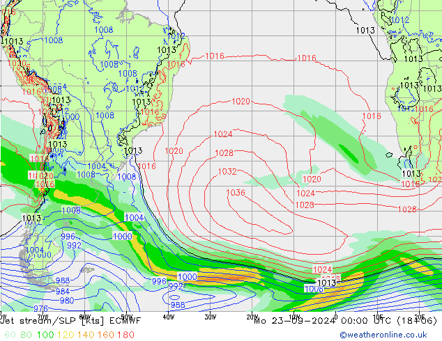 Jet stream ECMWF Seg 23.09.2024 00 UTC