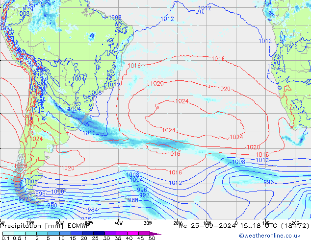 Précipitation ECMWF mer 25.09.2024 18 UTC