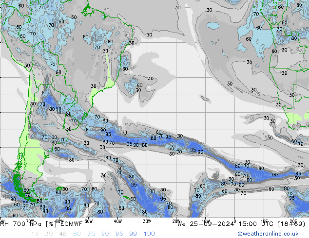 RH 700 hPa ECMWF  25.09.2024 15 UTC