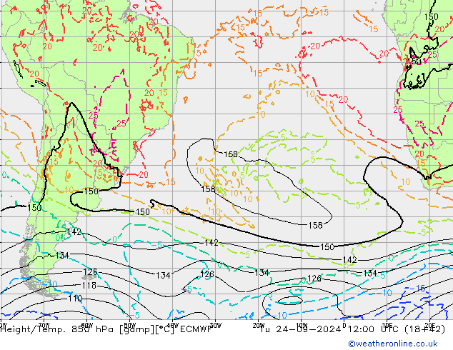 Height/Temp. 850 hPa ECMWF mar 24.09.2024 12 UTC