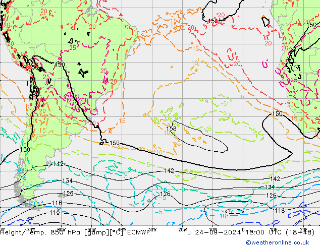 Z500/Yağmur (+YB)/Z850 ECMWF Sa 24.09.2024 18 UTC