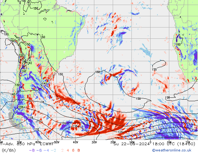 T-Adv. 850 hPa ECMWF dim 22.09.2024 18 UTC