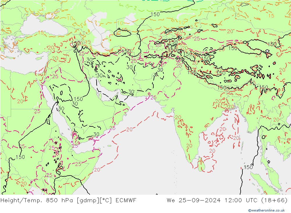 Z500/Rain (+SLP)/Z850 ECMWF We 25.09.2024 12 UTC