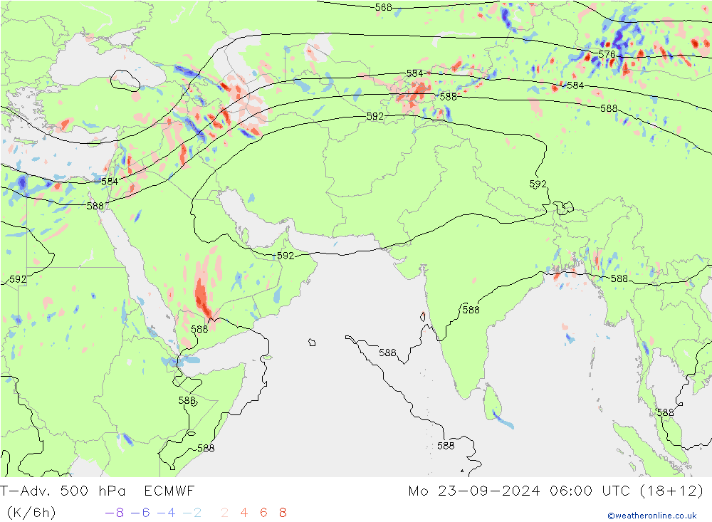 T-Adv. 500 hPa ECMWF lun 23.09.2024 06 UTC