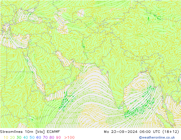 Linea di flusso 10m ECMWF lun 23.09.2024 06 UTC