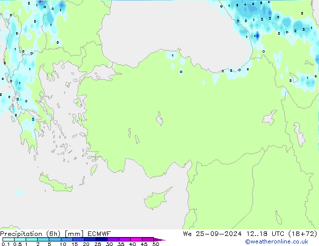 Z500/Yağmur (+YB)/Z850 ECMWF Çar 25.09.2024 18 UTC