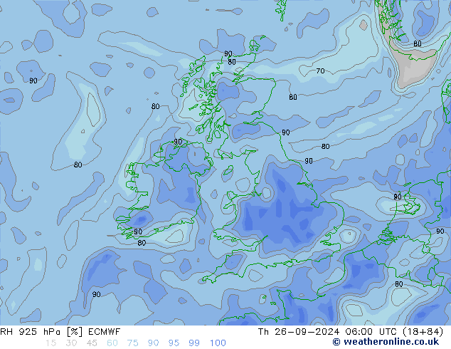 RH 925 hPa ECMWF Qui 26.09.2024 06 UTC