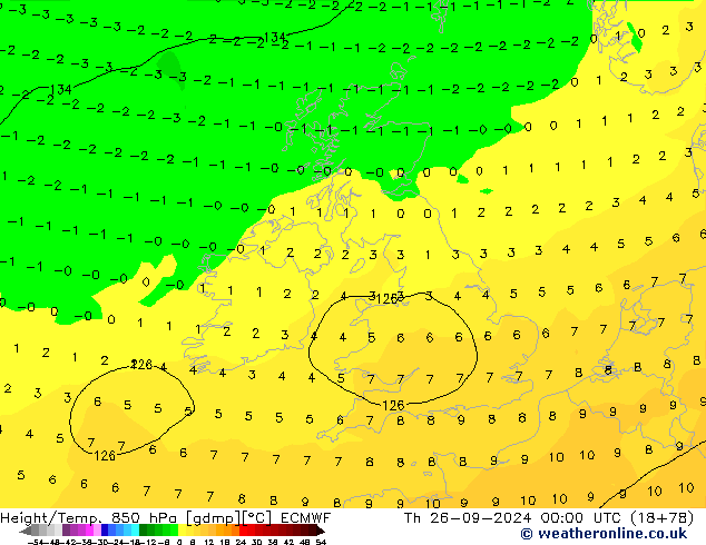 Z500/Rain (+SLP)/Z850 ECMWF  26.09.2024 00 UTC