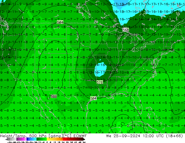 Z500/Rain (+SLP)/Z850 ECMWF mer 25.09.2024 12 UTC