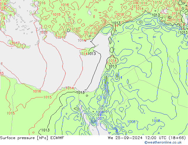 Surface pressure ECMWF We 25.09.2024 12 UTC