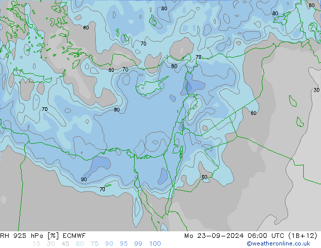 925 hPa Nispi Nem ECMWF Pzt 23.09.2024 06 UTC