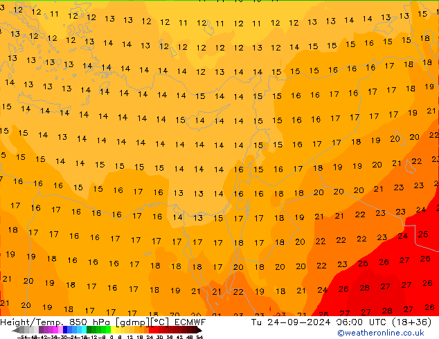 Height/Temp. 850 hPa ECMWF mar 24.09.2024 06 UTC