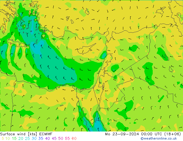 Surface wind ECMWF Mo 23.09.2024 00 UTC