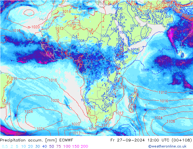 Precipitation accum. ECMWF Sex 27.09.2024 12 UTC