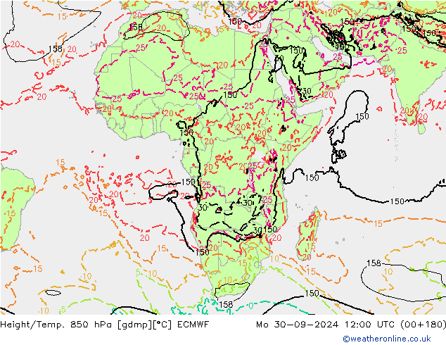 Z500/Rain (+SLP)/Z850 ECMWF pon. 30.09.2024 12 UTC