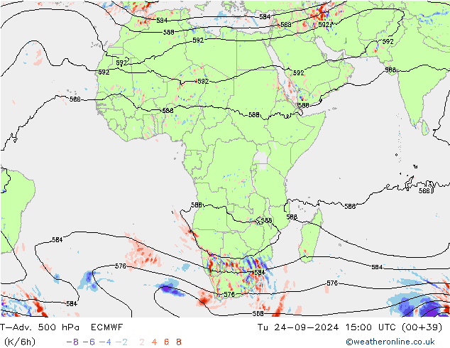 T-Adv. 500 hPa ECMWF  24.09.2024 15 UTC