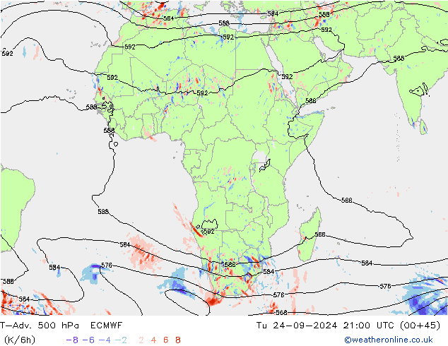 T-Adv. 500 hPa ECMWF mar 24.09.2024 21 UTC