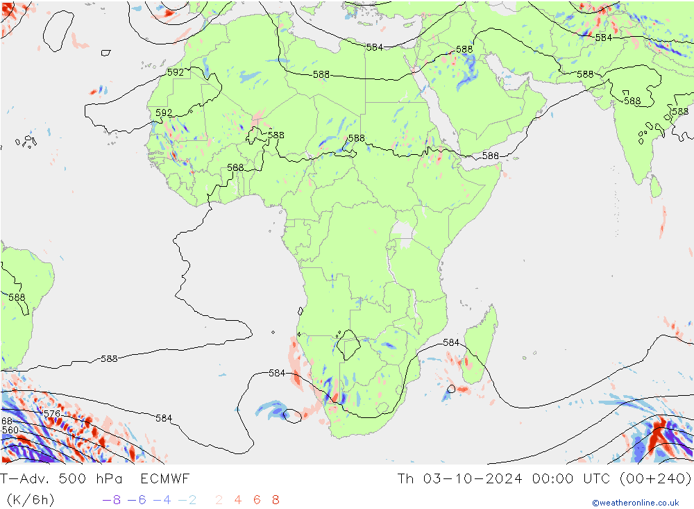 T-Adv. 500 hPa ECMWF Do 03.10.2024 00 UTC