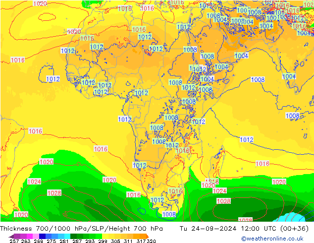 Thck 700-1000 hPa ECMWF mar 24.09.2024 12 UTC