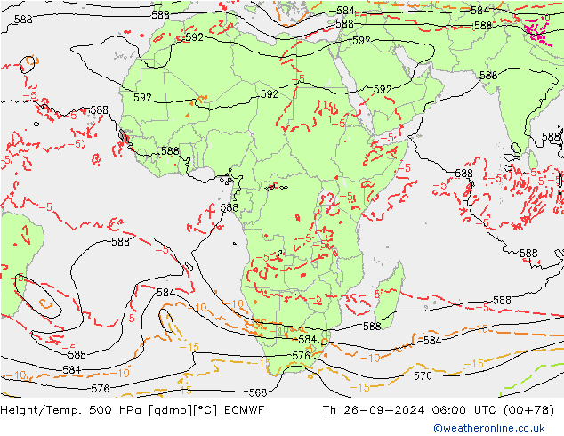 Z500/Rain (+SLP)/Z850 ECMWF czw. 26.09.2024 06 UTC