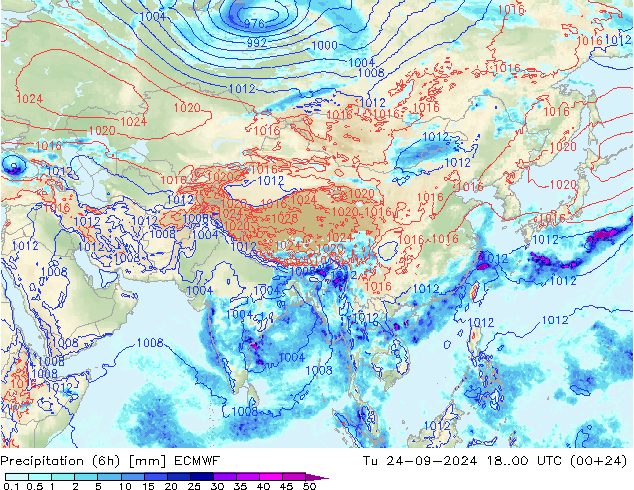 Z500/Rain (+SLP)/Z850 ECMWF Tu 24.09.2024 00 UTC