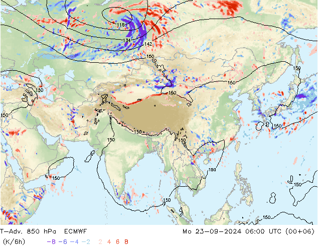 T-Adv. 850 hPa ECMWF ma 23.09.2024 06 UTC