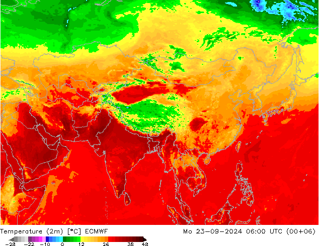 Temperatura (2m) ECMWF lun 23.09.2024 06 UTC