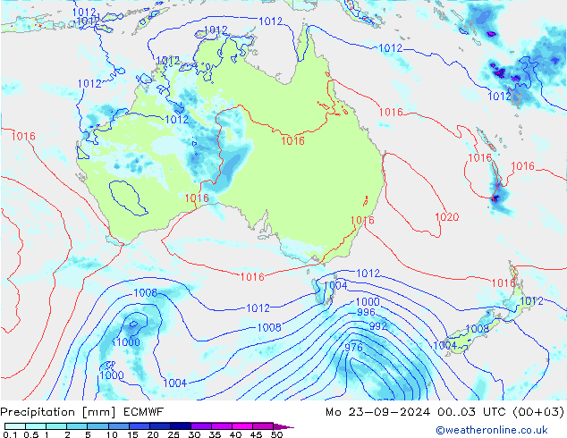 Niederschlag ECMWF Mo 23.09.2024 03 UTC