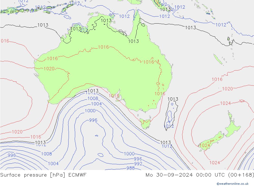 Presión superficial ECMWF lun 30.09.2024 00 UTC