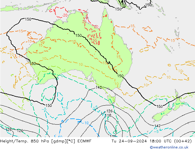 Z500/Rain (+SLP)/Z850 ECMWF wto. 24.09.2024 18 UTC