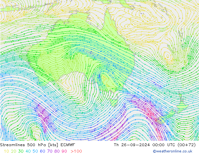 Streamlines 500 hPa ECMWF Th 26.09.2024 00 UTC