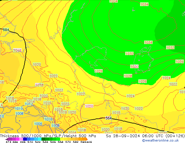 Dikte 500-1000hPa ECMWF za 28.09.2024 06 UTC